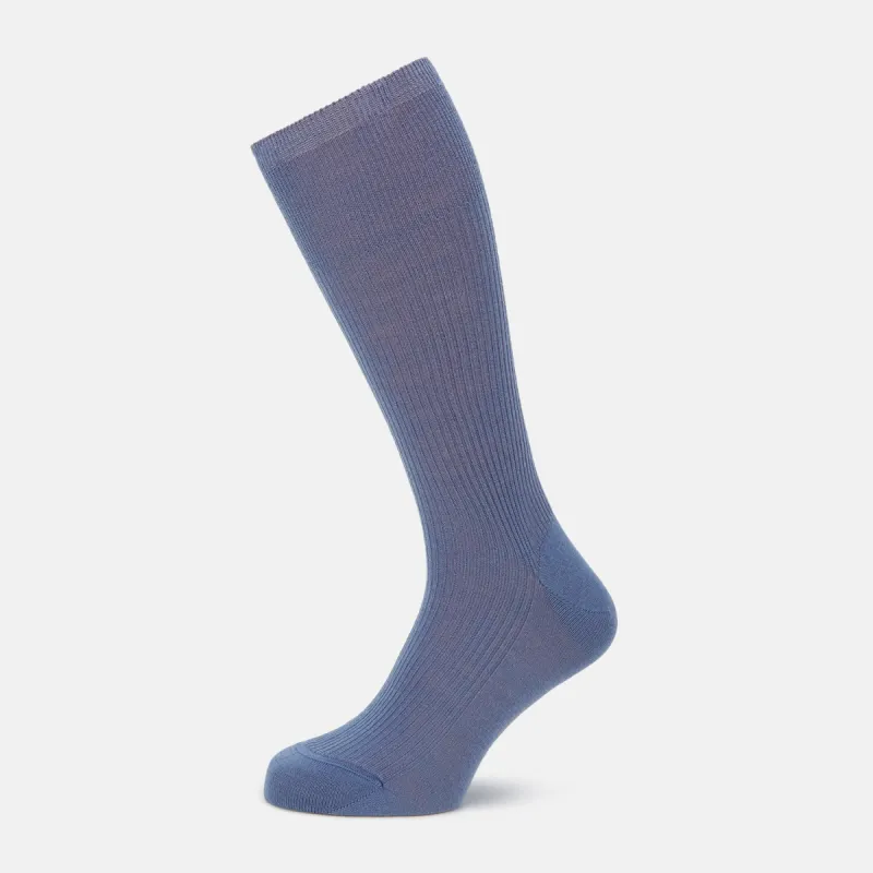 Powder Blue Mid-Length Merino Socks sold by Turnbull & Asser