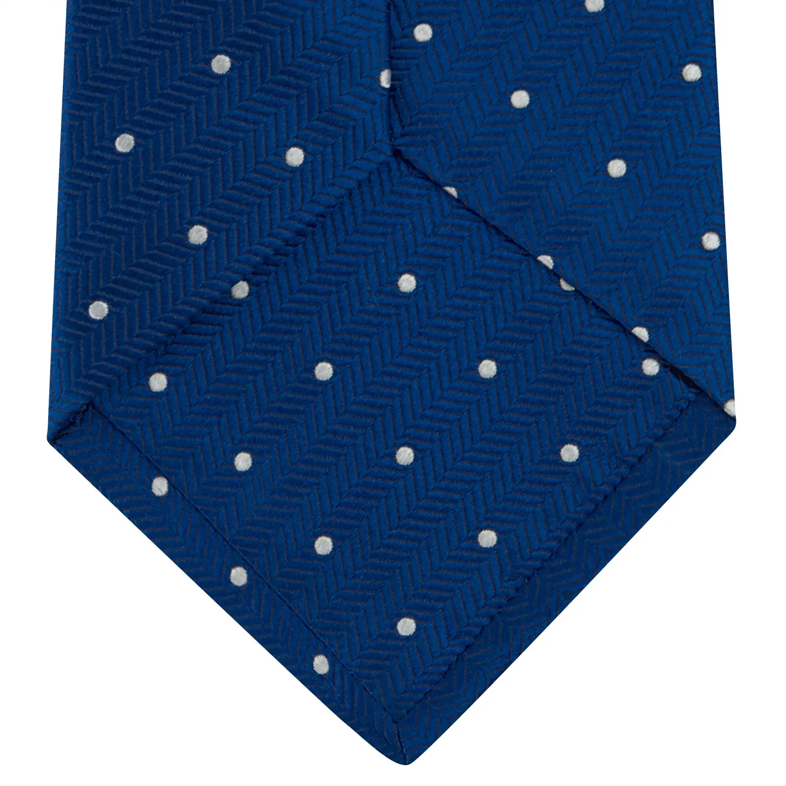 Royal Blue and White Small Spot Herringbone Silk Tie sold by Turnbull & Asser product image thumbnail 4