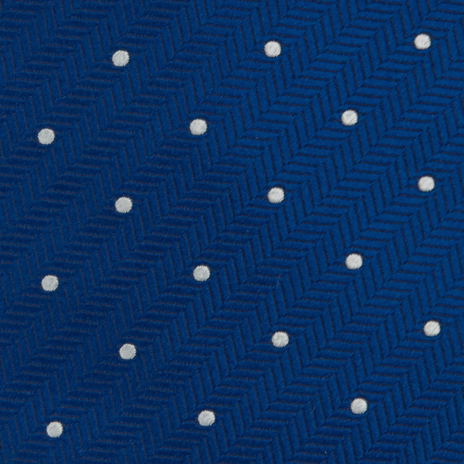 Royal Blue and White Small Spot Herringbone Silk Tie sold by Turnbull & Asser product image thumbnail 3