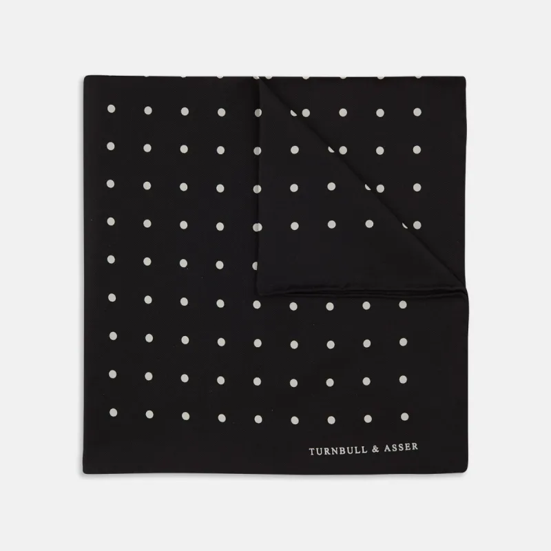 Black Spot Silk Pocket Square sold by Turnbull & Asser
