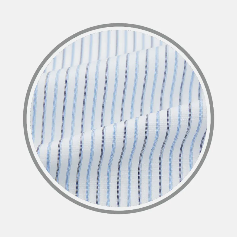 NAVY AND BLUE SHADOW STRIPE FABRIC sold by Turnbull & Asser