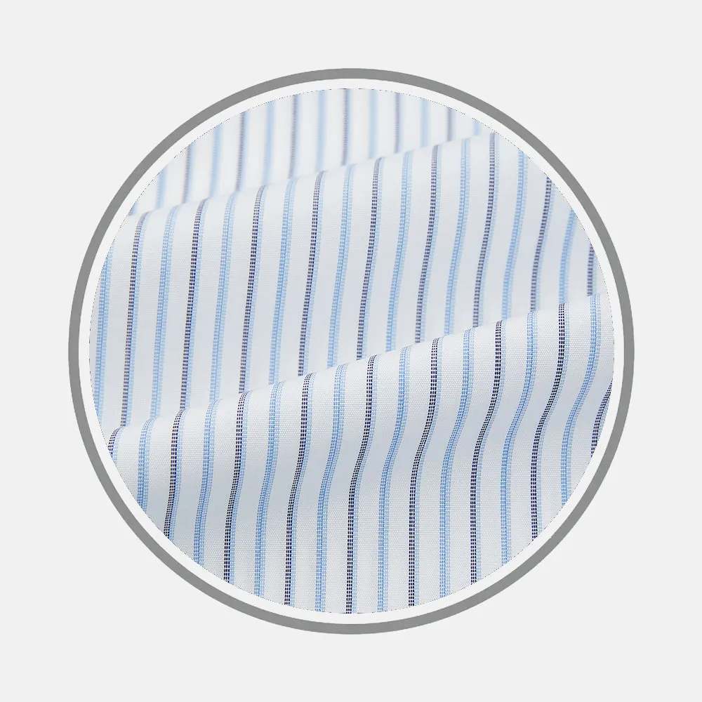 NAVY AND BLUE SHADOW STRIPE FABRIC sold by Turnbull & Asser