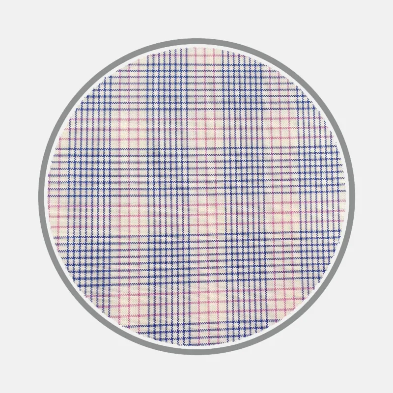 Blue and Pink Multi Check Silverline Cotton Fabric sold by Turnbull & Asser