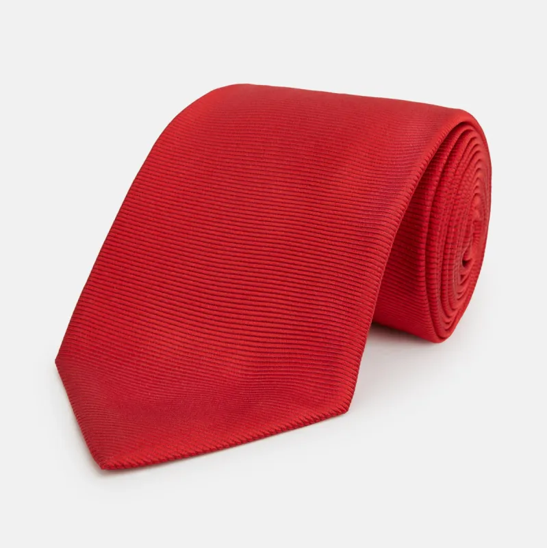Red Horizontal Twill Silk Tie sold by Turnbull & Asser