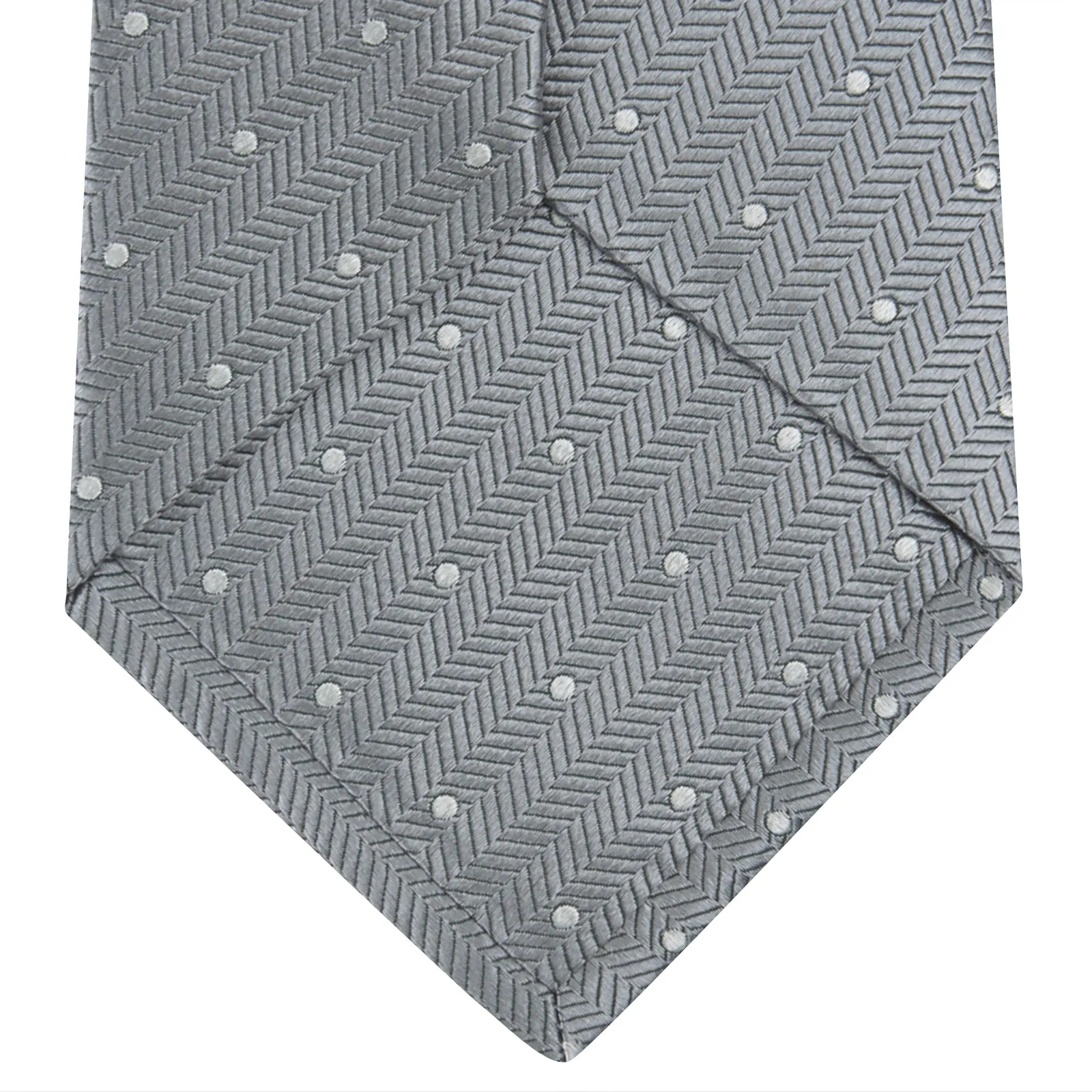 Grey and White Small Spot Herringbone Silk Tie sold by Turnbull & Asser product image thumbnail 4