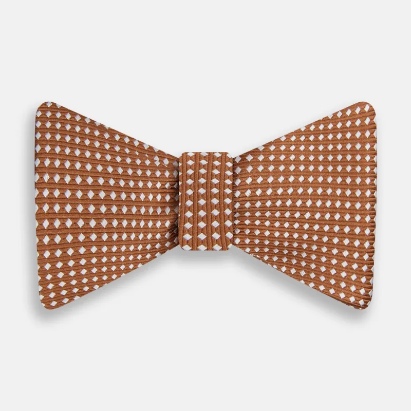 Brown and White Diamond Silk Bow Tie sold by Turnbull & Asser