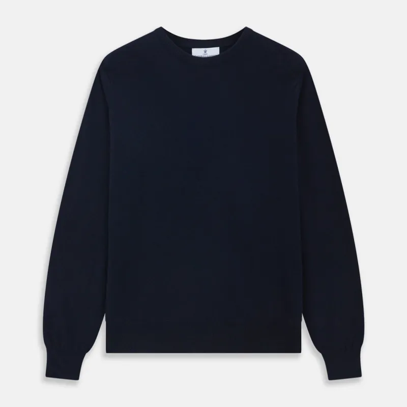 Navy Crew Neck Cashmere Jumper sold by Turnbull & Asser
