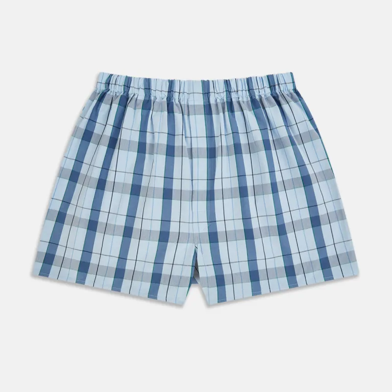 Blue and Green Blazer Check Godfrey Boxer Shorts sold by Turnbull & Asser