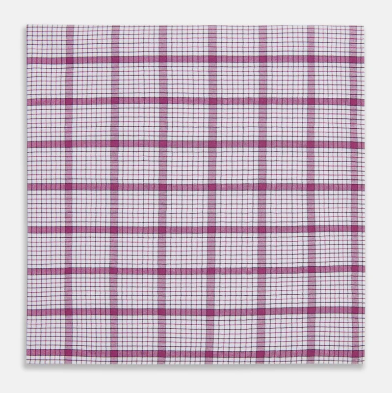 Hand Rolled Purple Graph Overlay Check Handkerchief sold by Turnbull & Asser