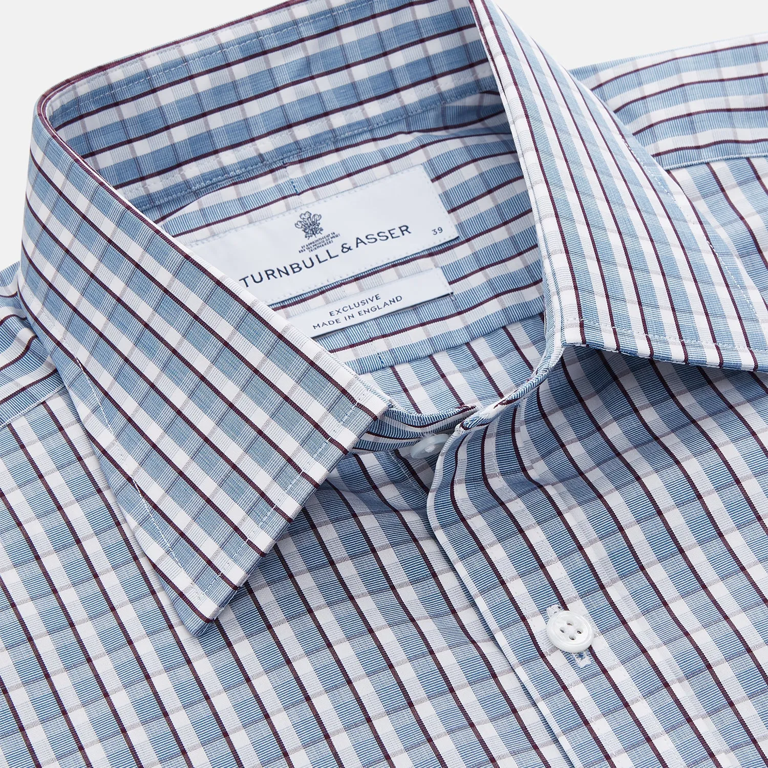 Blue and White Check Cotton Regular Fit Mayfair Shirt sold by Turnbull & Asser product image thumbnail 4