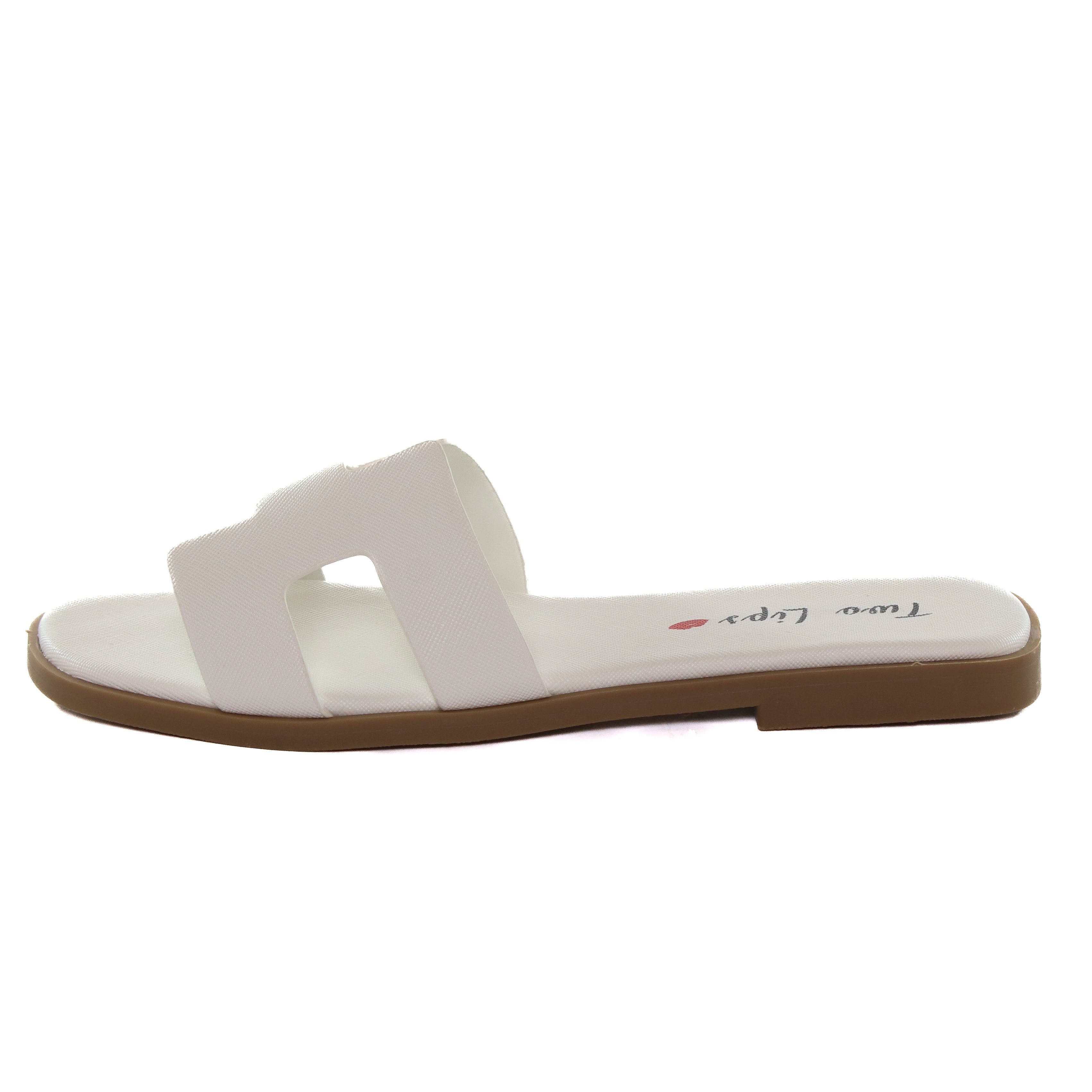 Brentwood Slide Sandal White sold by Two Lips