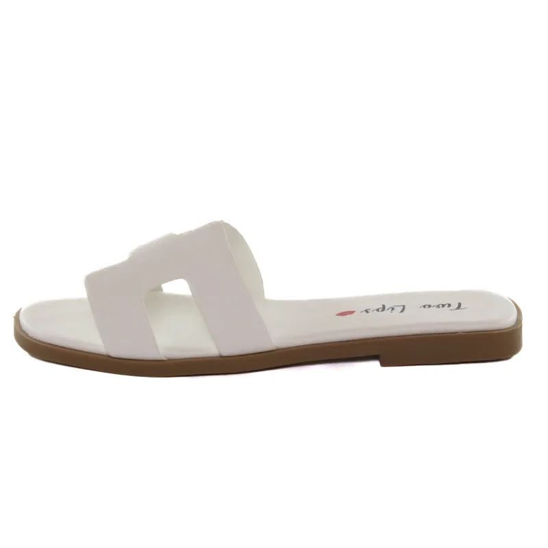 Brentwood Slide Sandal White sold by Two Lips