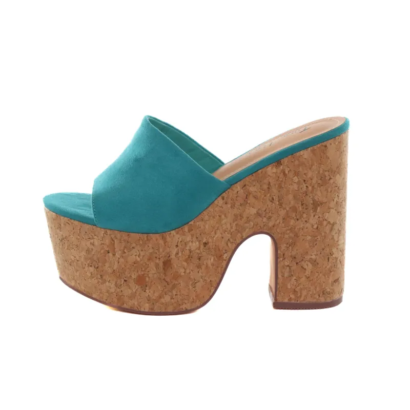 Miami Wedge Heel Sandal Turquoise sold by Two Lips
