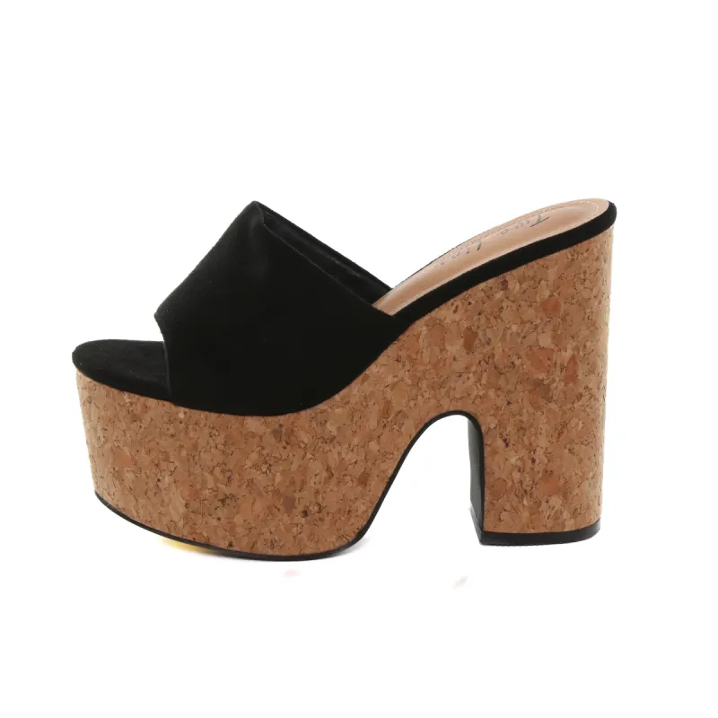 Miami Wedge Heel Sandal Black sold by Two Lips