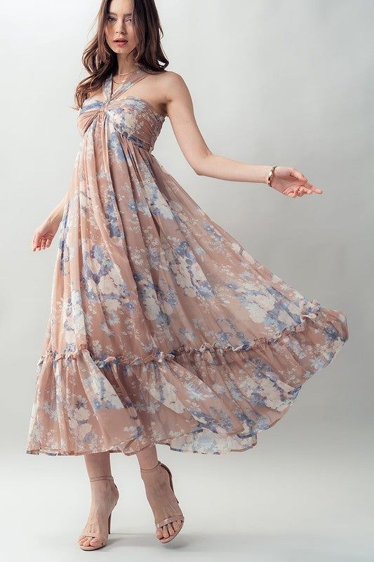 Floral Halter Ruffle Maxi Dress sold by U-NI-TY product image thumbnail 6