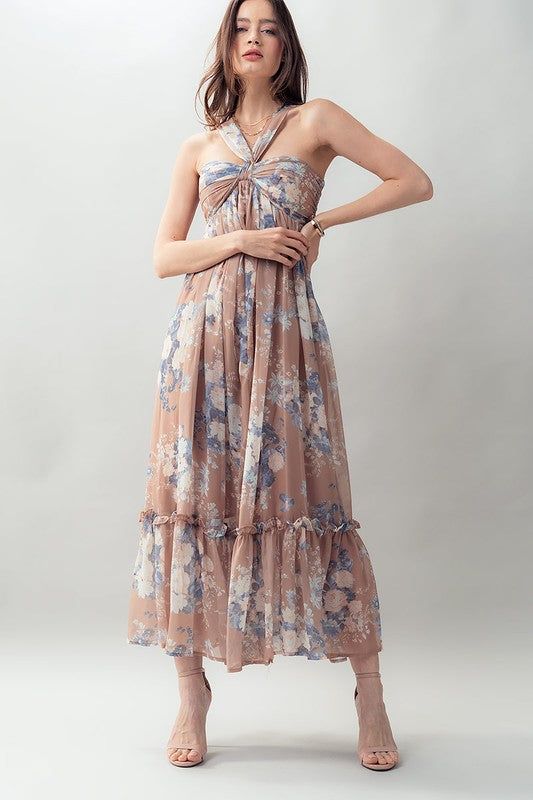 Floral Halter Ruffle Maxi Dress sold by U-NI-TY product image thumbnail 4
