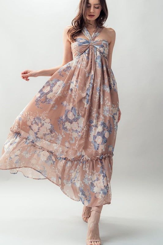 Floral Halter Ruffle Maxi Dress sold by U-NI-TY product image thumbnail 3
