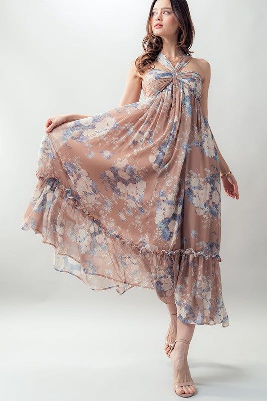 Floral Halter Ruffle Maxi Dress sold by U-NI-TY product image thumbnail 2