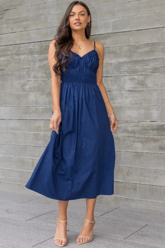 Monique Poplin Ruched Midi Dress sold by U-NI-TY