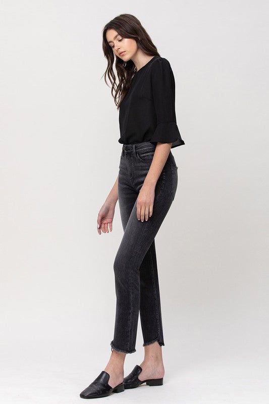 High Rise Straight Crop With Uneven Hem Details sold by U-NI-TY product image thumbnail 5