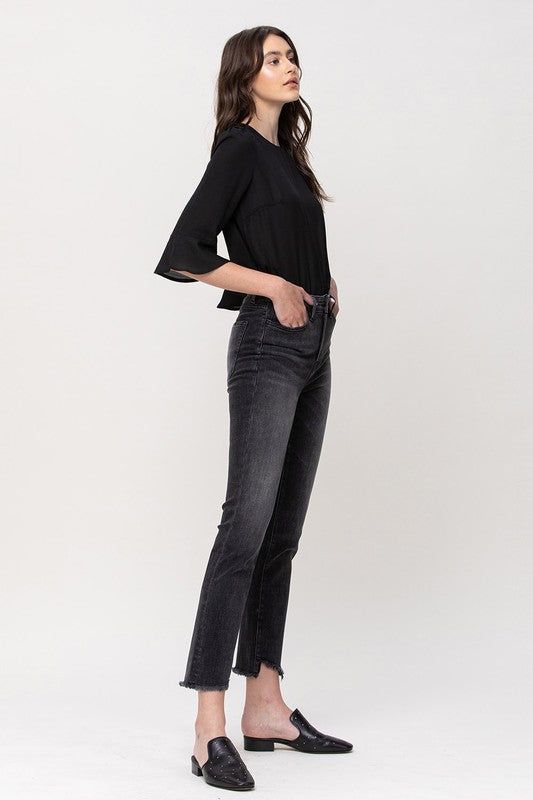High Rise Straight Crop With Uneven Hem Details sold by U-NI-TY product image thumbnail 4