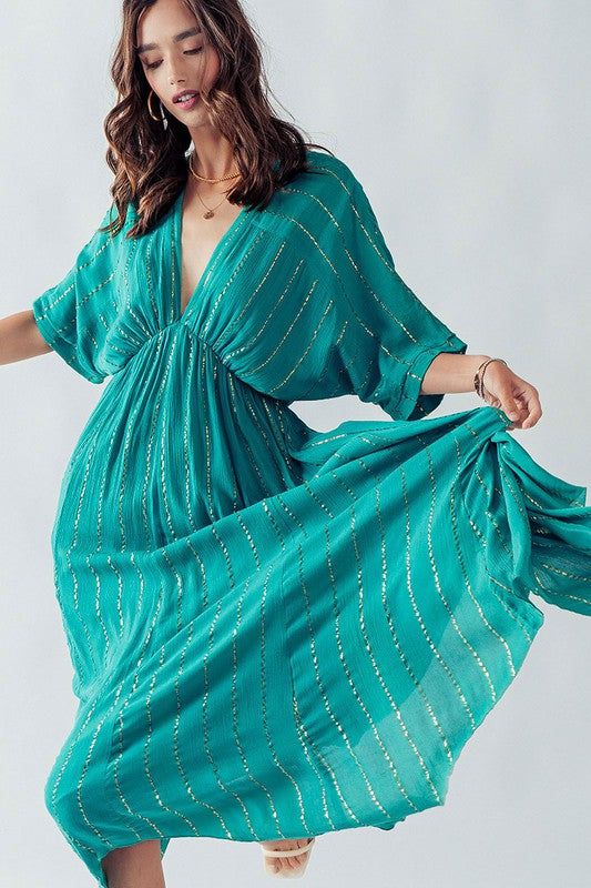 Shimmer Stripe Asymmetrical Maxi Dress sold by U-NI-TY product image thumbnail 5