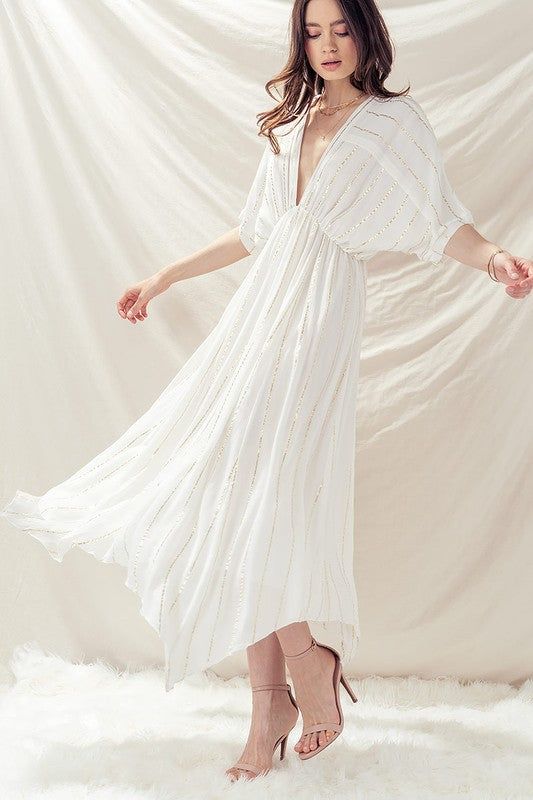Shimmer Stripe Asymmetrical Maxi Dress sold by U-NI-TY product image thumbnail 4