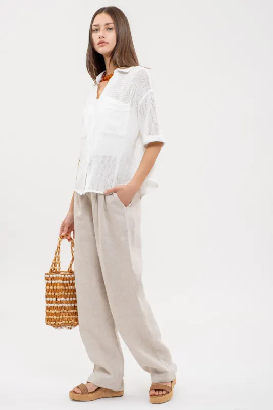 Short Sleeve Sheer Knit Button Up sold by U-NI-TY