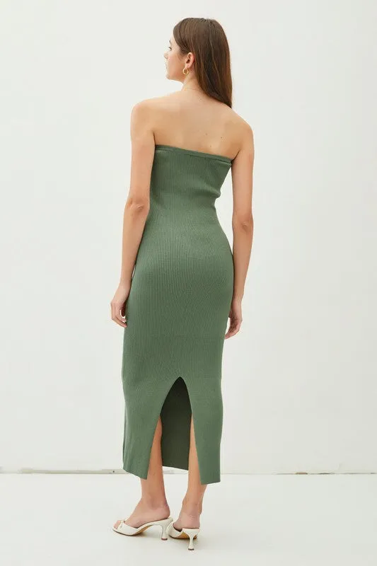 Ribbed Tube Slit Midi Dress sold by U-NI-TY product image thumbnail 3
