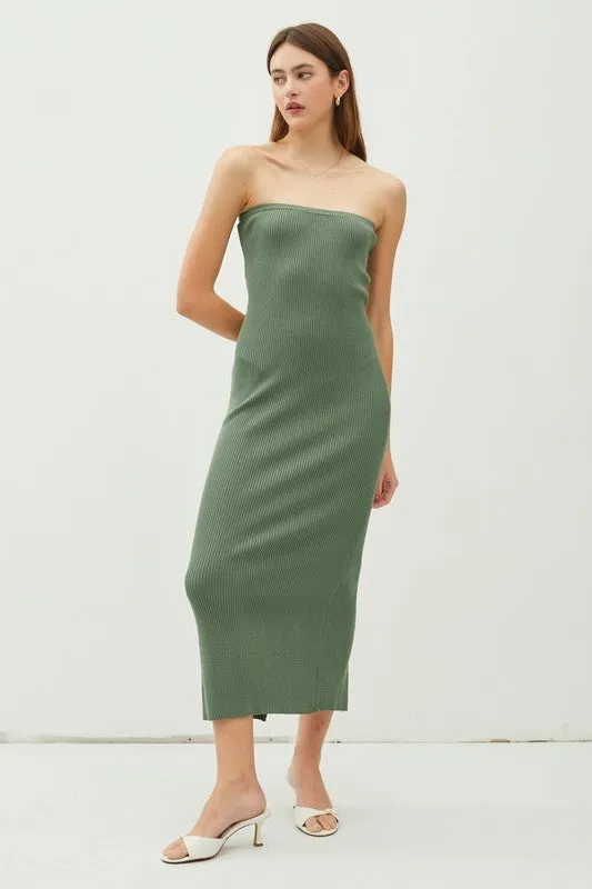 Ribbed Tube Slit Midi Dress sold by U-NI-TY