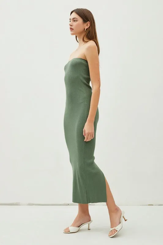 Ribbed Tube Slit Midi Dress sold by U-NI-TY product image thumbnail 2