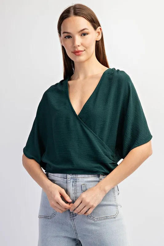 Solid Surplice Short Sleeve Top sold by U-NI-TY