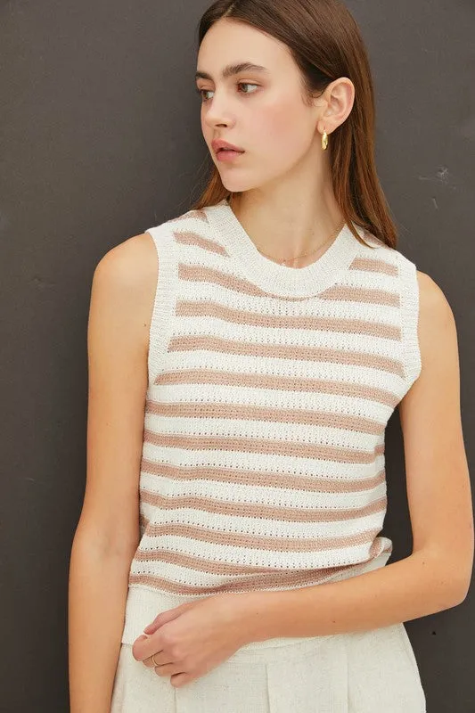 Striped Crew Neck Knit Tank sold by U-NI-TY product image thumbnail 4