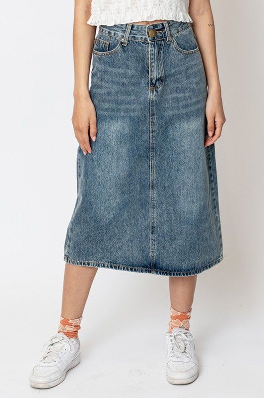 Denim Midi Skirt sold by U-NI-TY