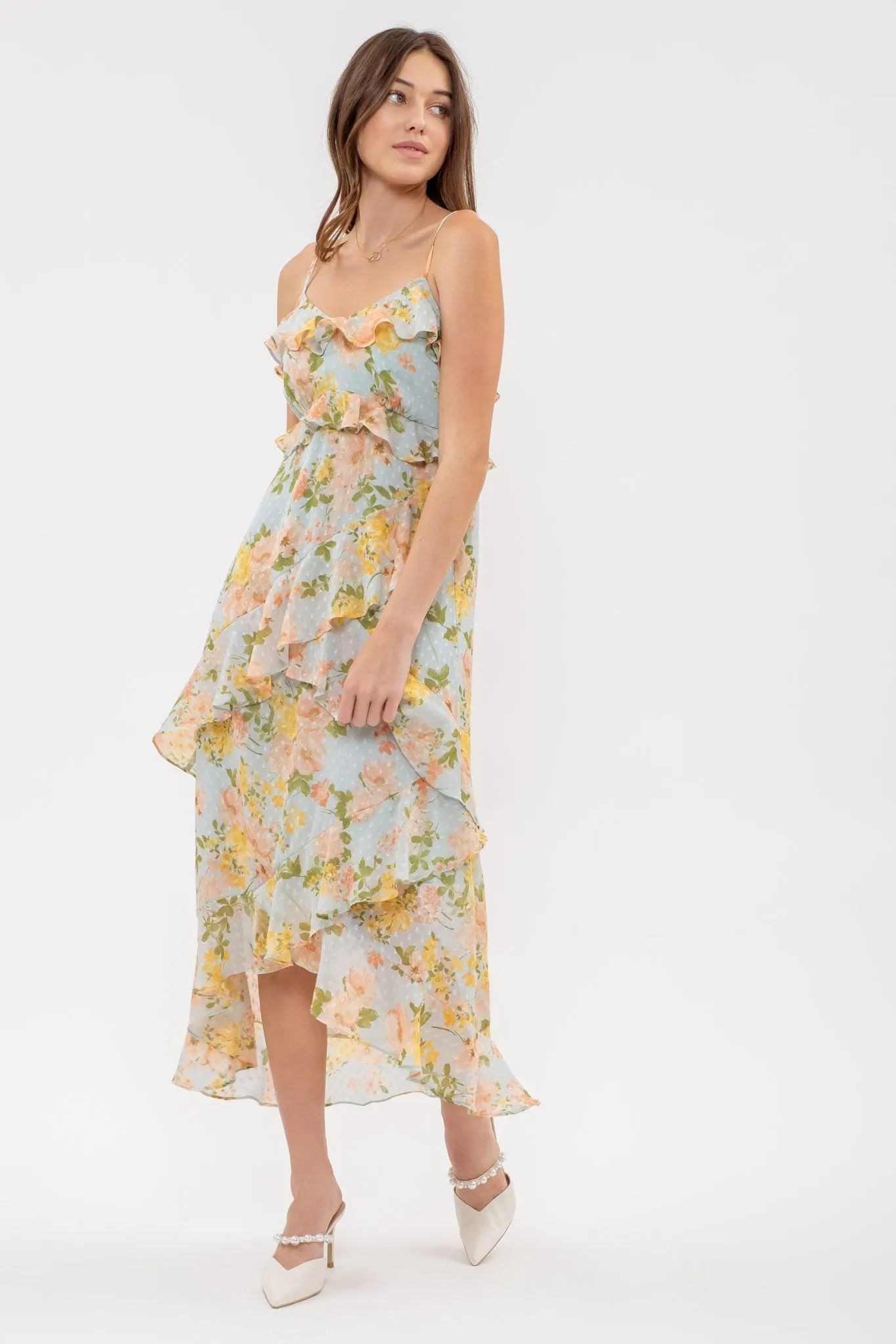 Clip Dot Floral Midi Dress sold by U-NI-TY product image thumbnail 3
