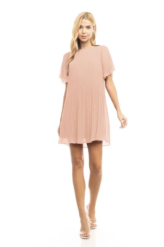 Short Sleeve Pleated Mini Dress - multiple colours sold by U-NI-TY product image thumbnail 3