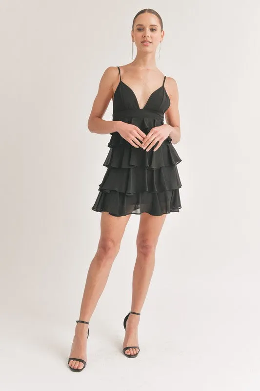 Chiffon Tier Ruffled Mini Dress sold by U-NI-TY