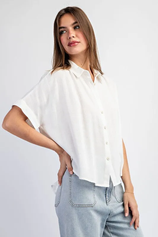 Button Front Crop Blouse Top sold by U-NI-TY product image thumbnail 2