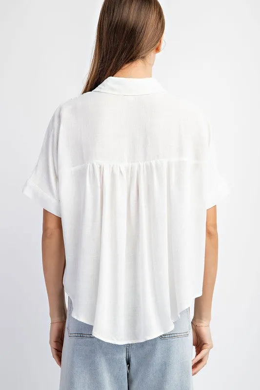 Button Front Crop Blouse Top sold by U-NI-TY product image thumbnail 3