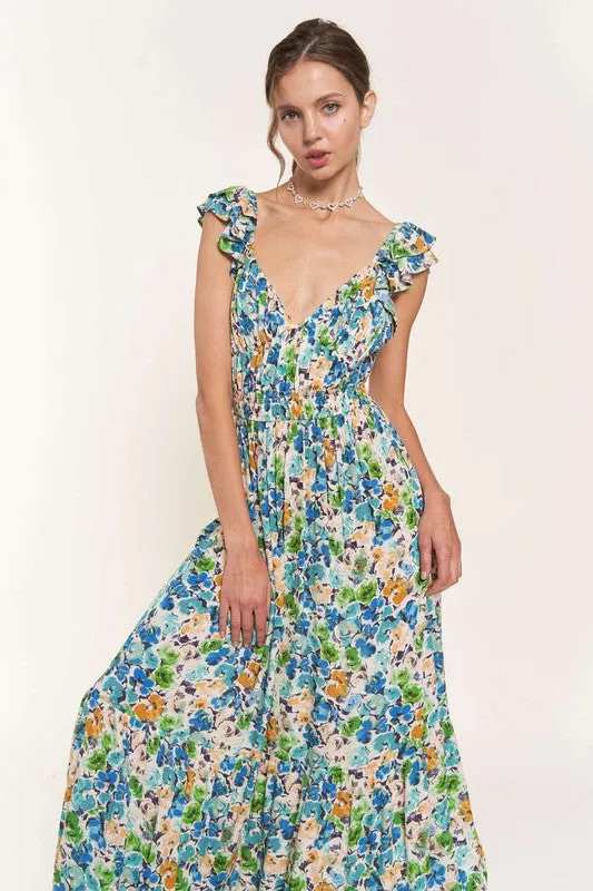 Blue Flower Midi Dress sold by U-NI-TY product image thumbnail 2