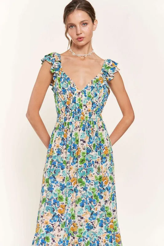 Blue Flower Midi Dress sold by U-NI-TY product image thumbnail 3