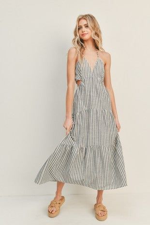 Striped Cut Out Midi Dress sold by U-NI-TY