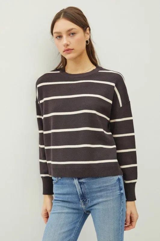 Stripe Crewneck Long Sleeve Boxy Sweater sold by U-NI-TY