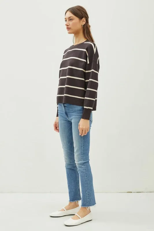 Stripe Crewneck Long Sleeve Boxy Sweater sold by U-NI-TY product image thumbnail 2