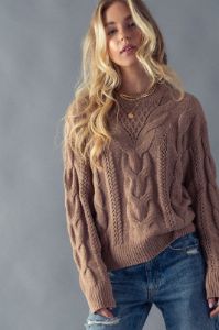 Chunky Cable Knit Pointelle Cut Out Sweater (4 colours) sold by U-NI-TY