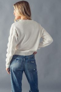 Chunky Cable Knit Pointelle Cut Out Sweater (4 colours) sold by U-NI-TY
