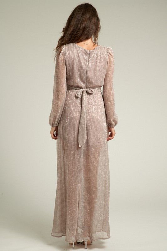 Glitter V Neck Long Sleeve Maxi Dress sold by U-NI-TY product image thumbnail 2