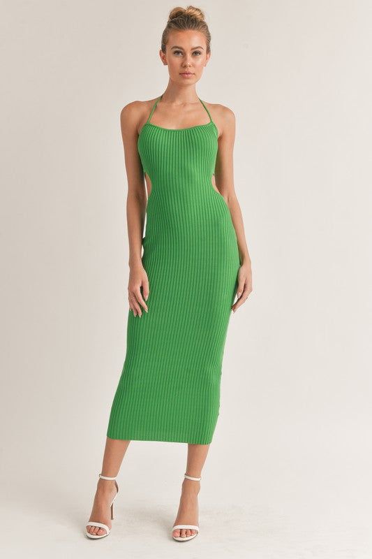 Rib Fabric Halter Cutout Midi Dress sold by U-NI-TY