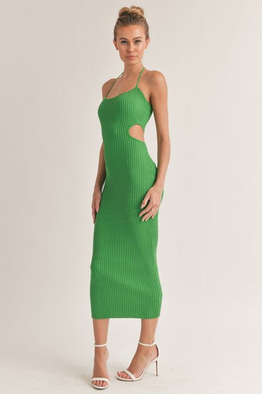 Rib Fabric Halter Cutout Midi Dress sold by U-NI-TY product image thumbnail 3
