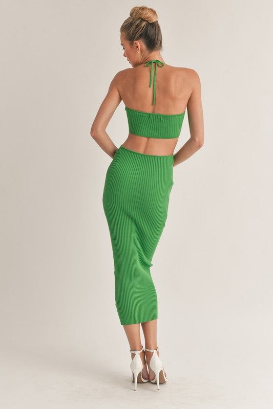 Rib Fabric Halter Cutout Midi Dress sold by U-NI-TY product image thumbnail 5